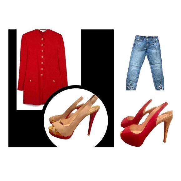 St John Evening Marie Gray Womens Red Button Down Long Sweater Cardigan Size 10 - Picture 1 of 7